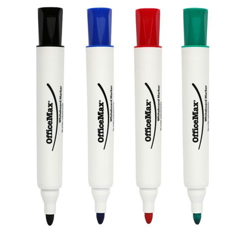 OfficeMax Assorted Colours Whiteboard Markers Bullet Tip, Pack of 4