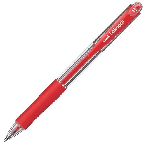 uni Laknock Red Retractable Ballpoint Pen 0.7mm Fine Tip