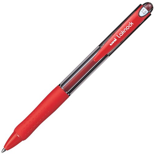 uni Laknock Red Retractable Ballpoint Pen 1.0mm Medium Tip