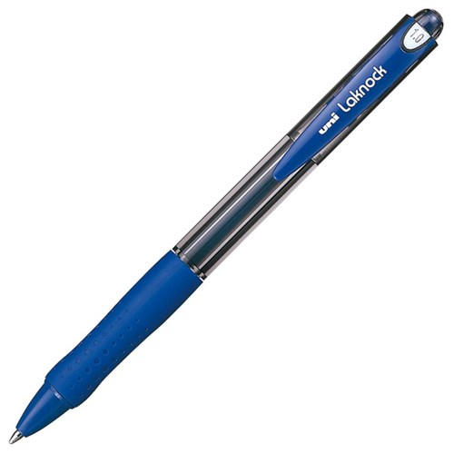 uni Laknock Blue Retractable Ballpoint Pen 1.0mm Medium Tip