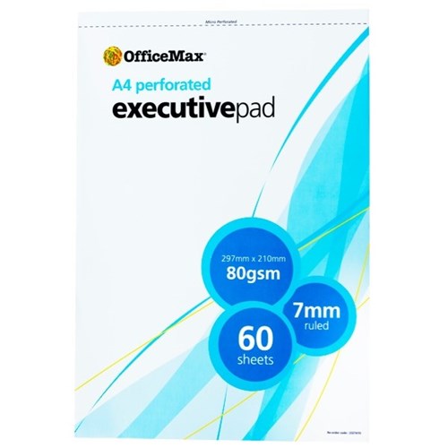 OfficeMax A4 Executive Pad 80gsm White 60 Sheets Lined OfficeMax MySchool