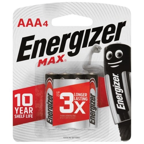 Energizer Max AAA Alkaline Batteries, Pack of 4