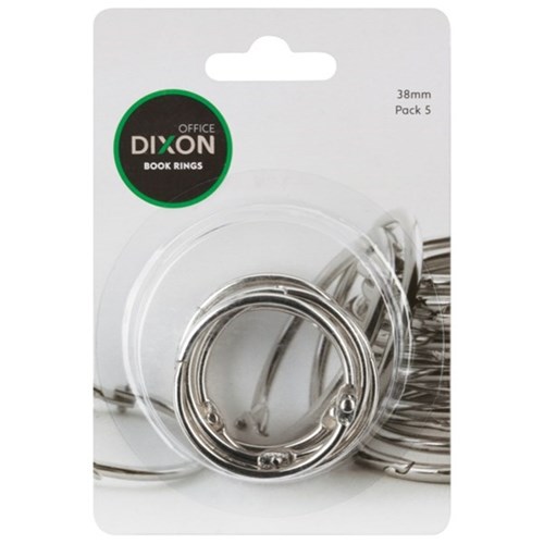 Dixon Book Rings 38mm Silver, Pack of 5