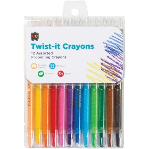 EC Twist-It Crayons Assorted Colours, Pack of 12