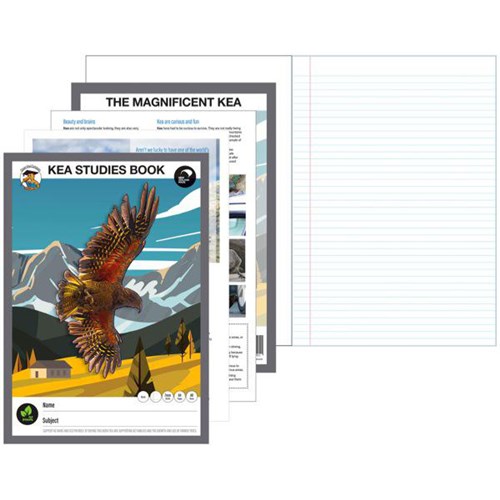 Clever Kiwi Kea Studies Exercise Book 7mm Ruled and Blank 32 Leaves
