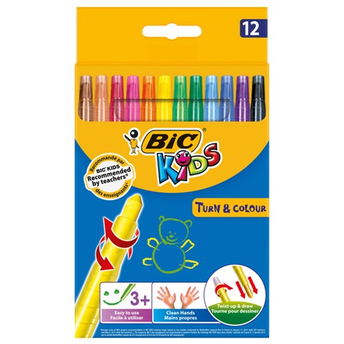 BIC Kids Turn and Colour Crayon, Pack of 12
