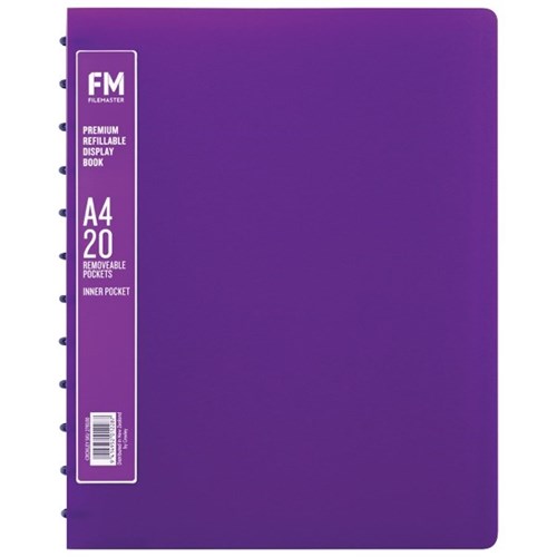 FM A4 Premium Refillable Display Book 20 Pockets Passion Purple