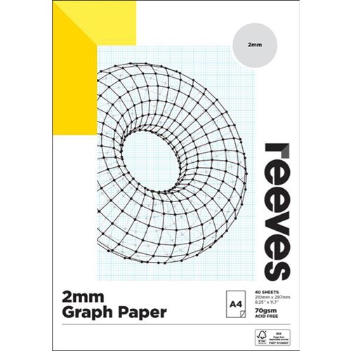 Reeves A4 Graph Pad 70gsm 2mm 40 Sheets