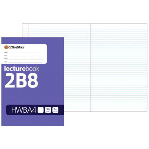 OfficeMax 2B8 (HWBA4) Hardcover Lecture Book 7mm Lined 94 Leaves