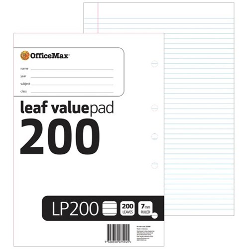 OfficeMax Loose Leaf Value Refill Pad (LP200) 7mm Lined 200 Leaves