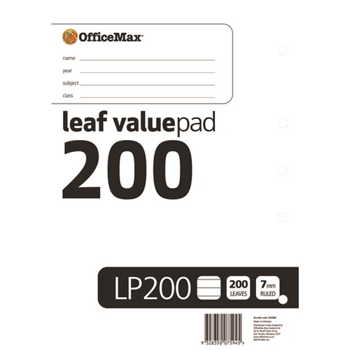 OfficeMax Loose Leaf Value Refill Pad (LP200) 7mm Lined 200 Leaves