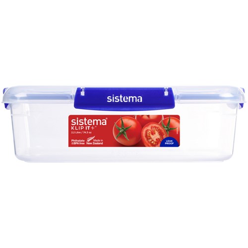 Sistema Klip It Plus Plastic Food Container Rectangular 2.2L