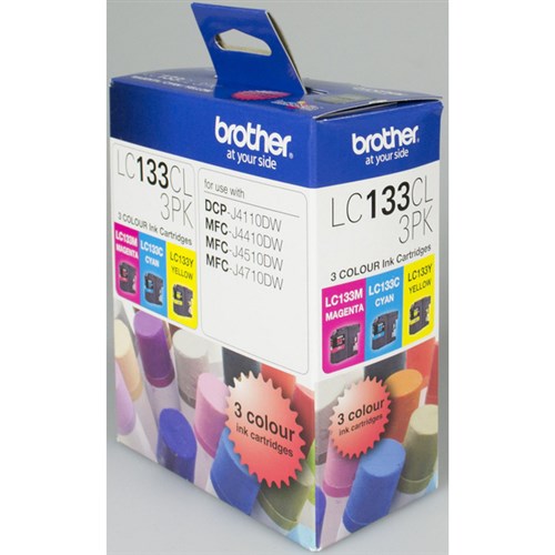 Brother LC133CL-3PK Colour Ink Cartridges, Pack of 3