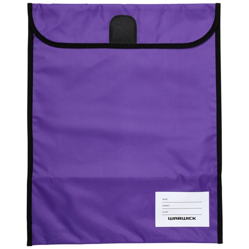 Warwick Homework Book Bag Hook and Loop XL 450x360mm Purple