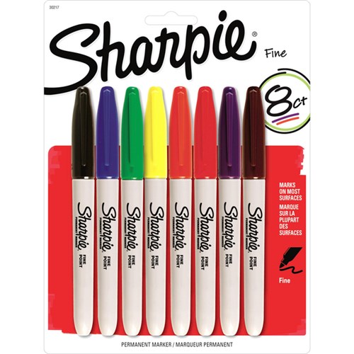 Sharpie Assorted Colours Permanent Markers Fine Tip, Pack of 8