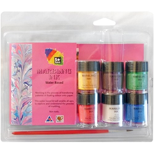 Five Star Marbling Ink Kit 15ml Assorted Colours, Set of 6