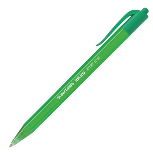 Paper Mate InkJoy 100RT Green Retractable Ballpoint Pen Medium Tip