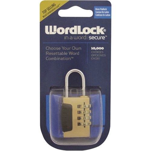 Wordlock 4 Letter Dial Brass Combination Padlock 25mm