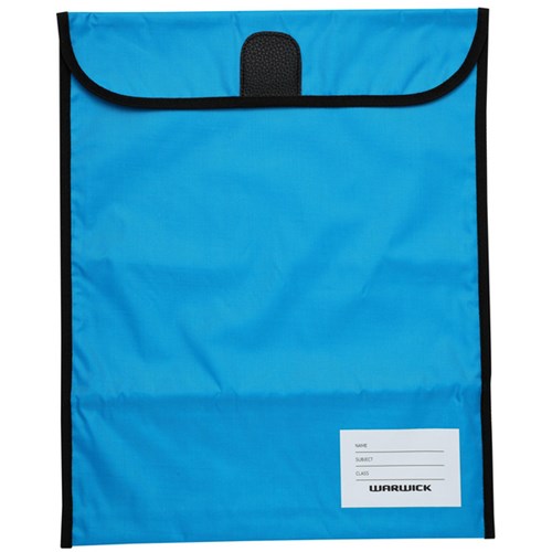 Warwick Homework Book Bag Hook and Loop Medium 290x360mm Blue