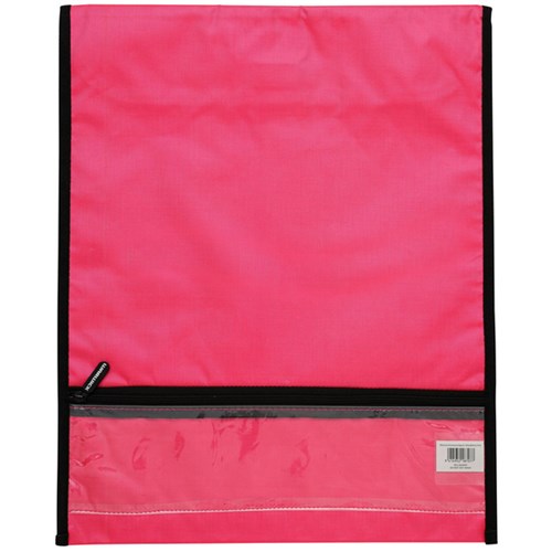 Warwick Homework Book Bag Hook and Loop Medium 290x360mm Pink