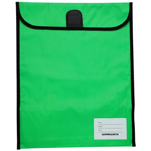 Warwick Homework Book Bag Hook and Loop Medium 290x360mm Green