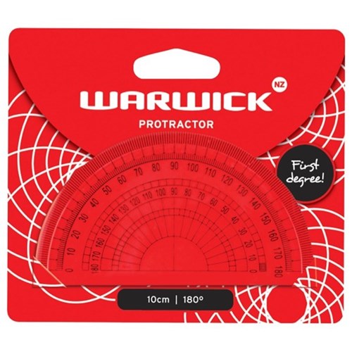 Warwick Protractor 180 degrees 10cm Clear