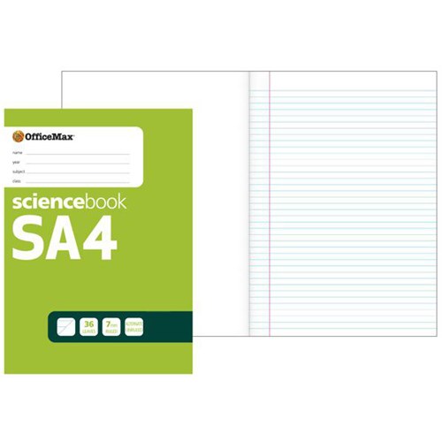 OfficeMax SA4 Science Book Ruled & Blank 36 Leaves