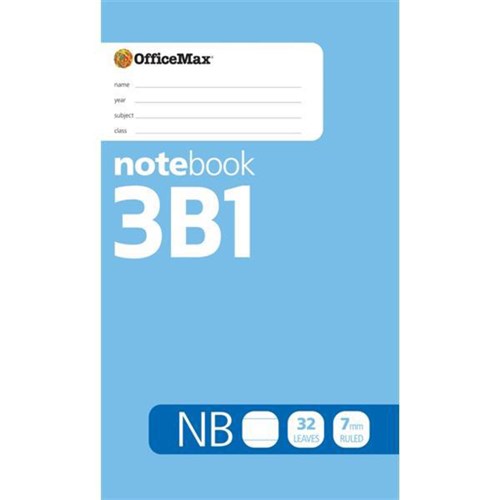 OfficeMax NB 3B1 Notebook 7mm Ruled 32 Leaves