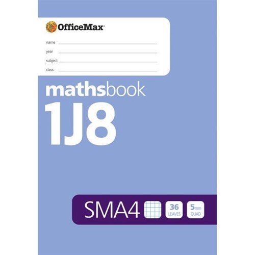 OfficeMax 1J8 SMA4 Senior Maths Book 5mm Quad 36 Leaves