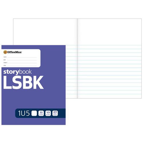 OfficeMax LSBK Large Story Book 255x205mm 12mm Ruled 32 Leaves