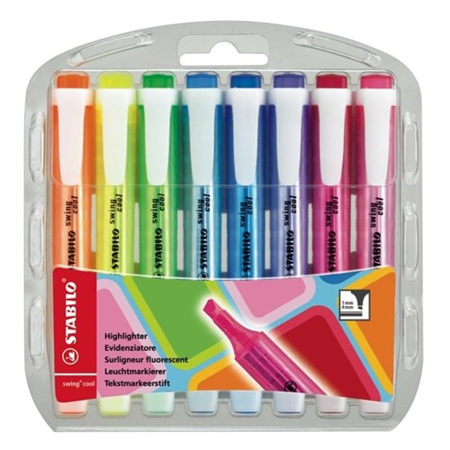 Stabilo Swing Cool Assorted Colours Hang Sell Highlighters, Pack of 8