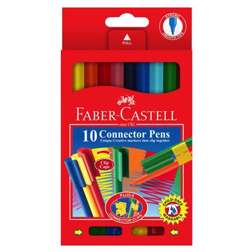 Faber-Castell Felt Tip Connector Pens Assorted Colours, Pack of 10