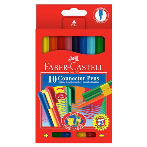 Faber-Castell Felt Tip Connector Pens Assorted Colours, Pack of 10