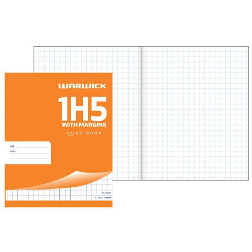 Warwick 1H5 Exercise Book 10mm Quad With Margins 36 Leaves