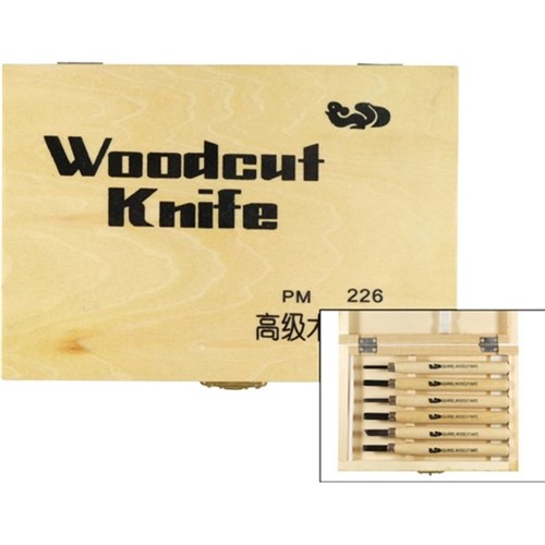 Boxed Woodcut Knife Set, Set of 6