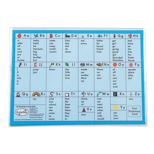 Butterflies Dictionary Cards, A4