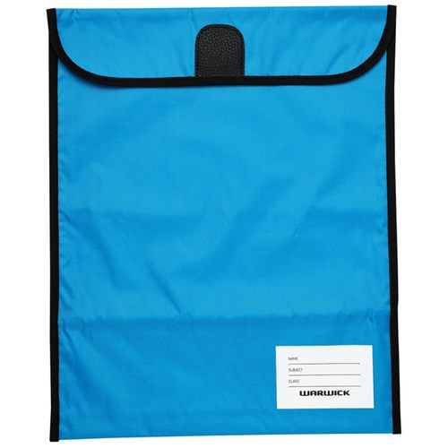 Warwick Homework Book Bag Large Hook and Loop Fastener Large 330x360mm Blue
