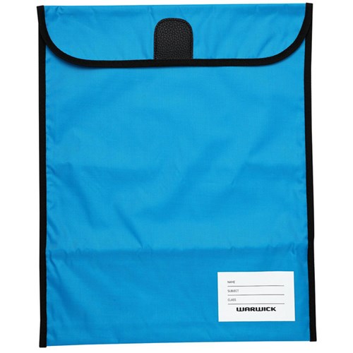 Warwick Homework Book Bag Large Hook & Loop Fastener Large 330x360mm Blue