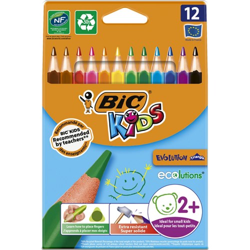 BIC Kids Evolution Triangular Colouring Pencils, Pack of 12
