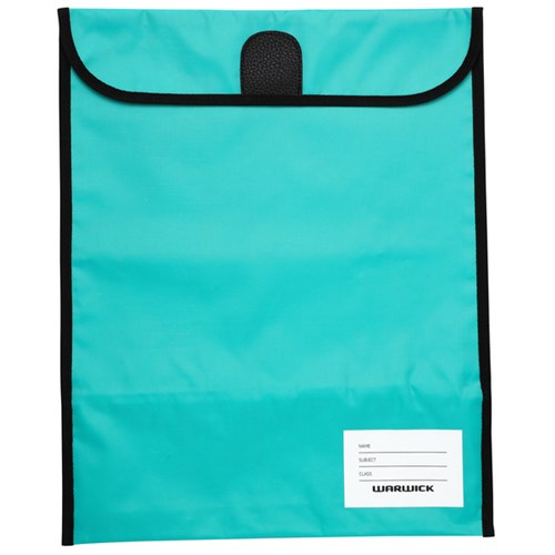 Warwick Homework Book Bag Large Hook and Loop Fastener Large 330x360mm Aqua