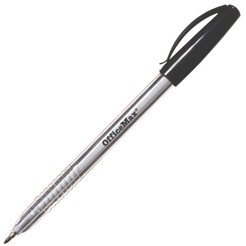 OfficeMax Black Capped Ballpoint Pen 1.0mm Medium Tip