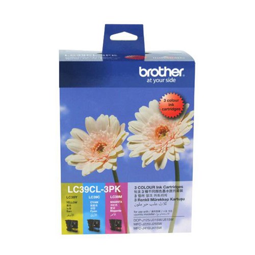 Brother LC39CL-3PK 3 Colour Ink Cartridges, Pack of 3