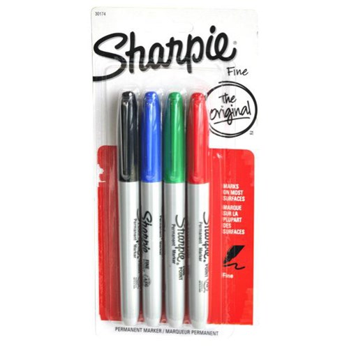 Sharpie Assorted Colours Permanent Markers Fine Tip, Pack of 4