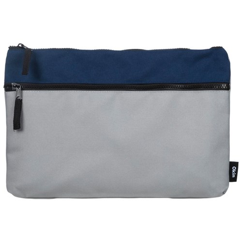 Supply Co. Pencil Case Large Flat Two Zip Blue/Grey 340x230mm